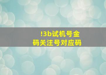 !3b试机号金码关注号对应码