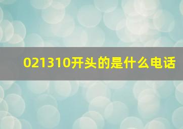 021310开头的是什么电话