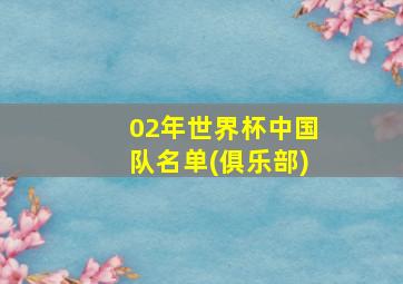 02年世界杯中国队名单(俱乐部)