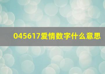 045617爱情数字什么意思