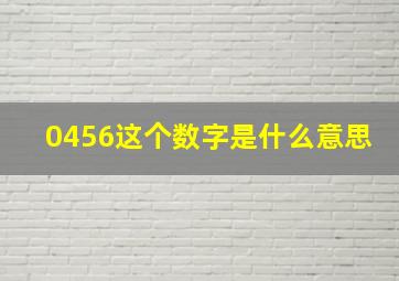 0456这个数字是什么意思