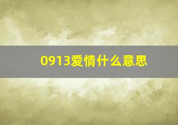 0913爱情什么意思