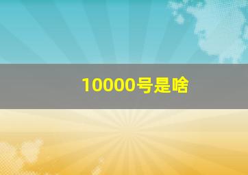 10000号是啥