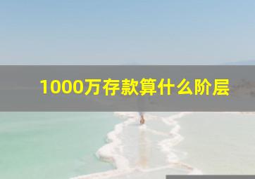 1000万存款算什么阶层