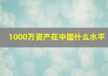 1000万资产在中国什么水平