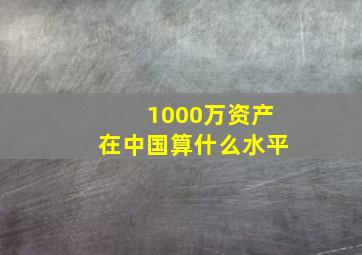 1000万资产在中国算什么水平