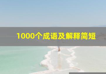 1000个成语及解释简短