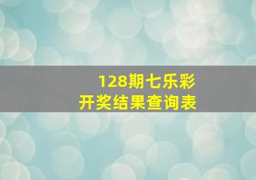 128期七乐彩开奖结果查询表