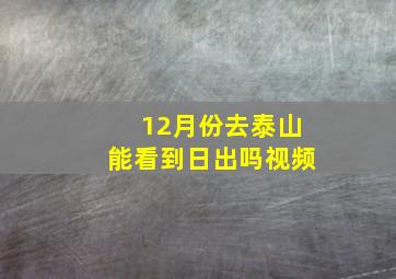 12月份去泰山能看到日出吗视频