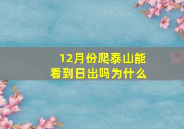 12月份爬泰山能看到日出吗为什么