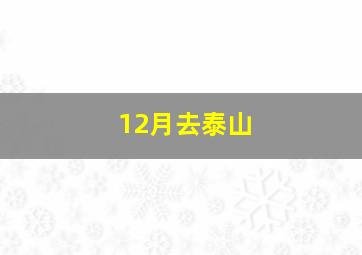 12月去泰山