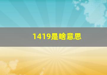 1419是啥意思