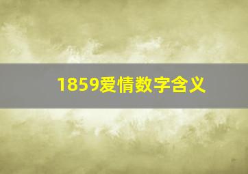 1859爱情数字含义