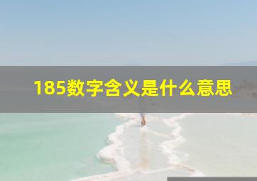 185数字含义是什么意思