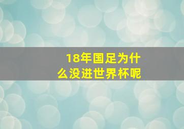 18年国足为什么没进世界杯呢