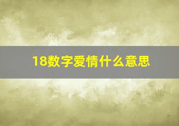 18数字爱情什么意思