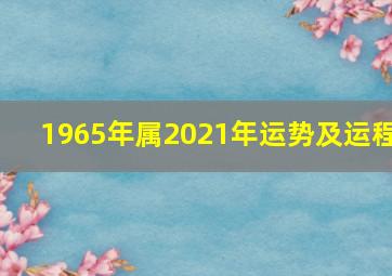 1965年属2021年运势及运程