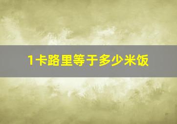 1卡路里等于多少米饭