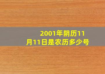 2001年阴历11月11日是农历多少号