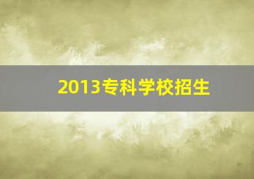 2013专科学校招生