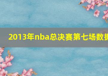 2013年nba总决赛第七场数据