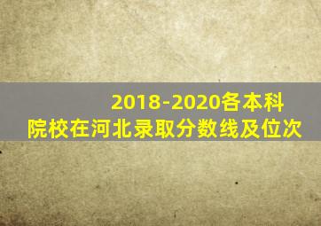 2018-2020各本科院校在河北录取分数线及位次