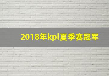 2018年kpl夏季赛冠军