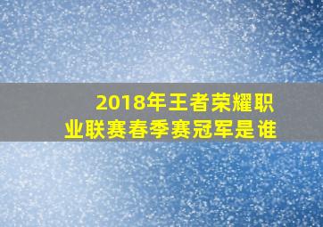 2018年王者荣耀职业联赛春季赛冠军是谁