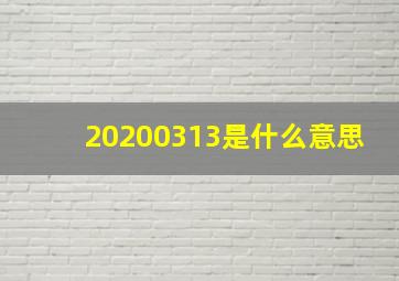 20200313是什么意思