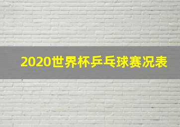 2020世界杯乒乓球赛况表