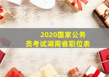 2020国家公务员考试湖南省职位表