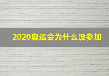 2020奥运会为什么没参加