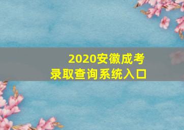 2020安徽成考录取查询系统入口