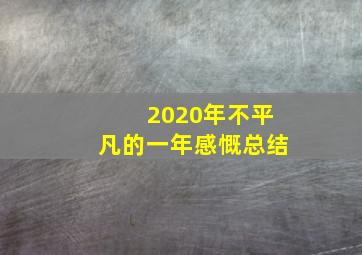 2020年不平凡的一年感慨总结