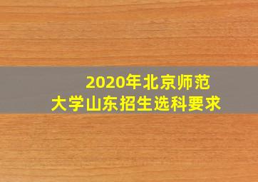 2020年北京师范大学山东招生选科要求