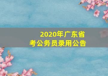 2020年广东省考公务员录用公告