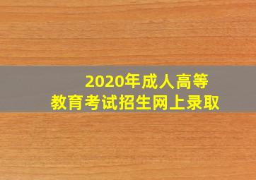 2020年成人高等教育考试招生网上录取