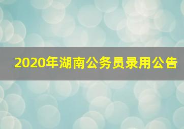 2020年湖南公务员录用公告