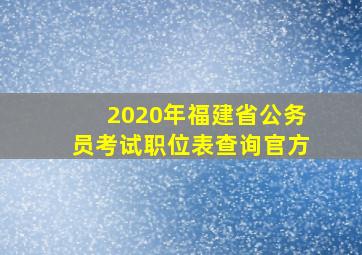 2020年福建省公务员考试职位表查询官方