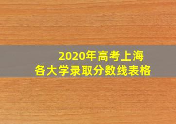 2020年高考上海各大学录取分数线表格