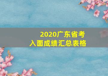 2020广东省考入面成绩汇总表格