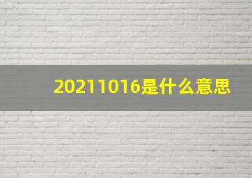 20211016是什么意思