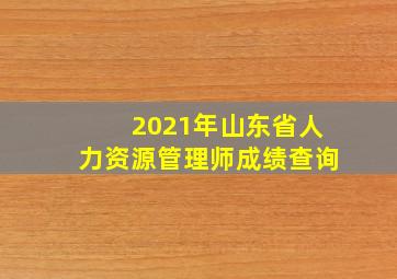 2021年山东省人力资源管理师成绩查询