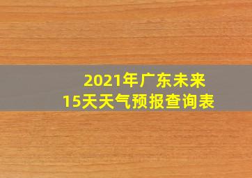 2021年广东未来15天天气预报查询表