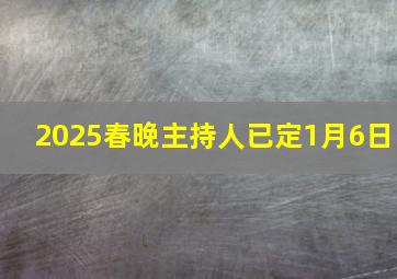 2025春晚主持人已定1月6日