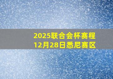 2025联合会杯赛程12月28日悉尼赛区