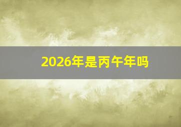 2026年是丙午年吗