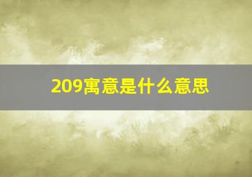 209寓意是什么意思