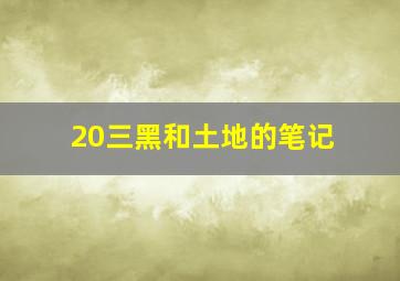 20三黑和土地的笔记