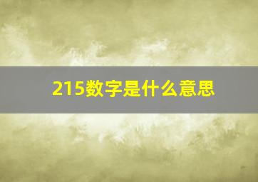 215数字是什么意思